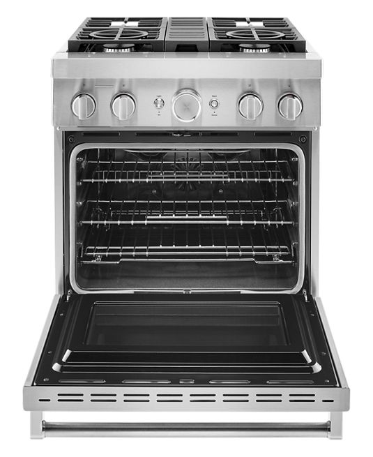 KitchenAid 30 in. 4.1 cu. ft. Dual Fuel Freestanding Smart Range with 4-Burners in Stainless Steel 3