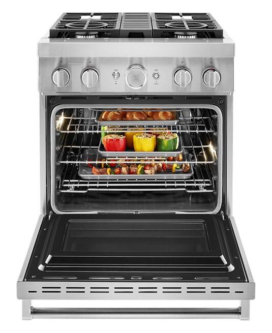 KitchenAid 30 in. 4.1 cu. ft. Dual Fuel Freestanding Smart Range with 4-Burners in Stainless Steel 2