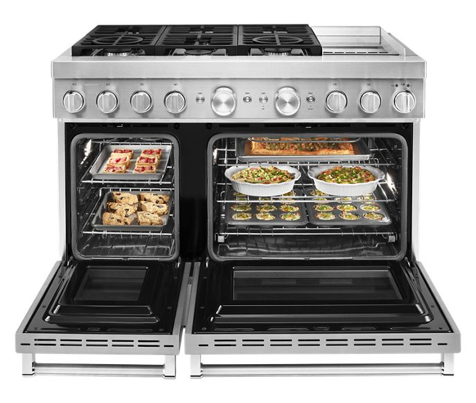 KitchenAid 48 in. 6.3 cu. ft. Smart Double Oven Dual Fuel Range with True Convection in Stainless Steel with Griddle 2
