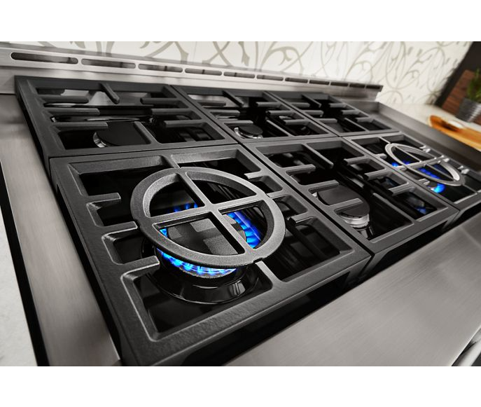 KitchenAid 48 in. 6.3 cu. ft. Smart Double Oven Commercial-Style Gas Range with Griddle and True Convection in Stainless Steel 1