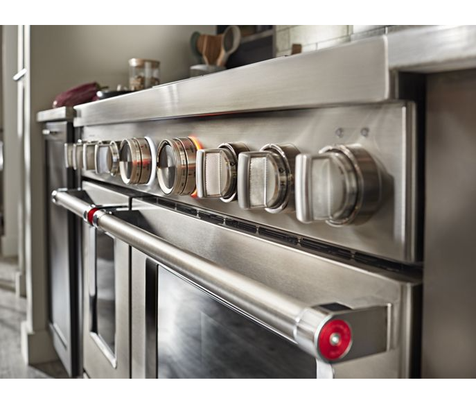 KitchenAid 48 in. 6.3 cu. ft. Smart Double Oven Commercial-Style Gas Range with Griddle and True Convection in Stainless Steel 4