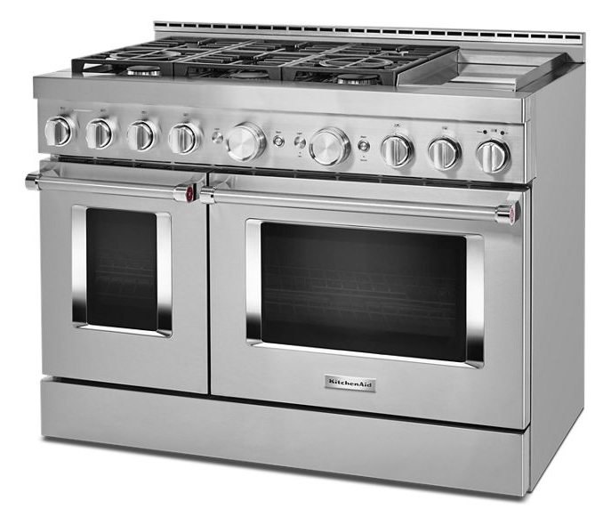 KitchenAid 48 in. 6.3 cu. ft. Smart Double Oven Commercial-Style Gas Range with Griddle and True Convection in Stainless Steel 5
