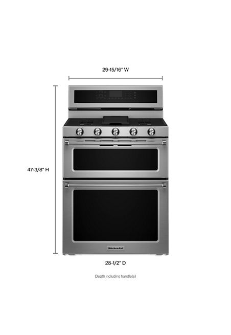 KitchenAid 6.7 cu. ft. Double Oven Dual Fuel Gas Range with Self-Cleaning Convection Oven in Stainless Steel 3