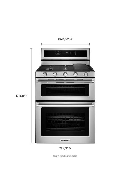 KitchenAid 6.0 cu. ft. Double Oven Gas Range with Self-Cleaning Convection Oven in Stainless Steel 2