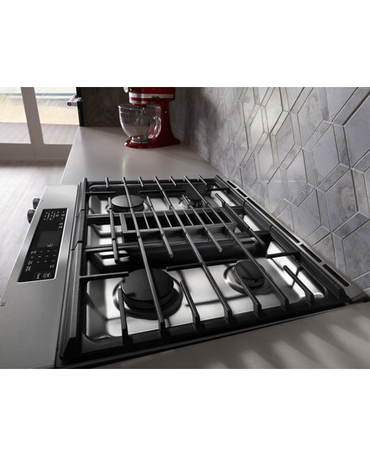 KitchenAid 6.4 cu. ft. Downdraft Slide-In Dual Fuel Range with Self-Cleaning Convection Oven in Stainless Steel 1