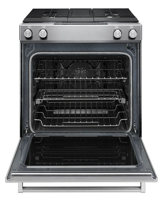 KitchenAid 6.4 cu. ft. Downdraft Slide-In Dual Fuel Range with Self-Cleaning Convection Oven in Stainless Steel 3