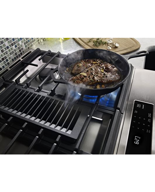 KitchenAid 6.4 cu. ft. Downdraft Slide-In Dual Fuel Range with Self-Cleaning Convection Oven in Stainless Steel 4