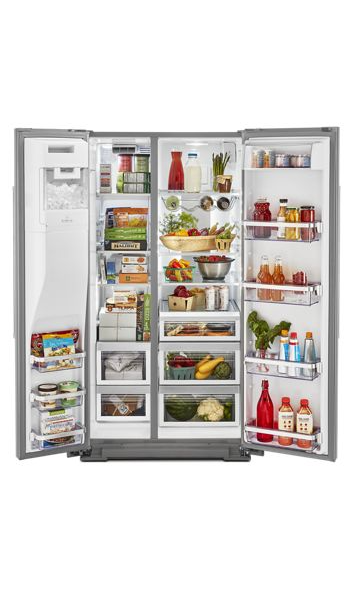 KitchenAid 36 in. W 24.8 cu. ft. Side by Side Refrigerator with Exterior Ice and Water in PrintShield Stainless Steel 4
