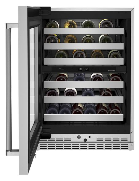 KitchenAid 24 in. Dual Zone 46-Bottle Built-In Undercounter Wine Cooler in Stainless Steel 4