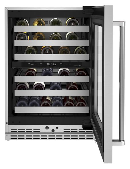 KitchenAid 24 in. Dual Zone 46-Bottle Built-In Undercounter Wine Cooler in Stainless Steel 5