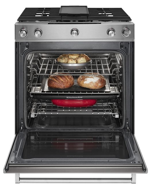 KitchenAid 7.1 cu. ft. Slide-In Dual Fuel Range with AquaLift Self-Cleaning True Convection Oven in Stainless Steel 3