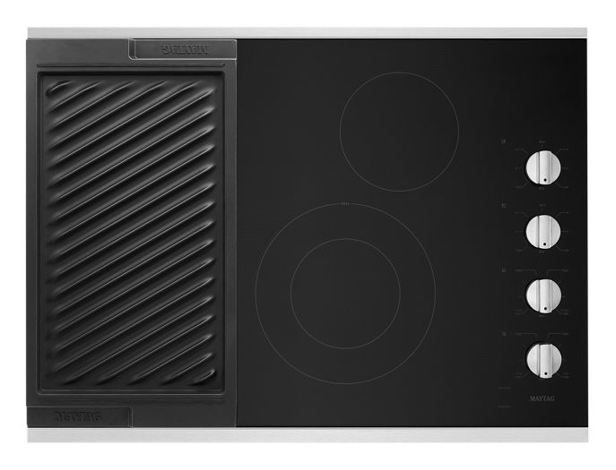 Maytag 30 in. Radiant Electric Cooktop in Stainless Steel with 4 Elements and Reversible Grill, Griddle 2