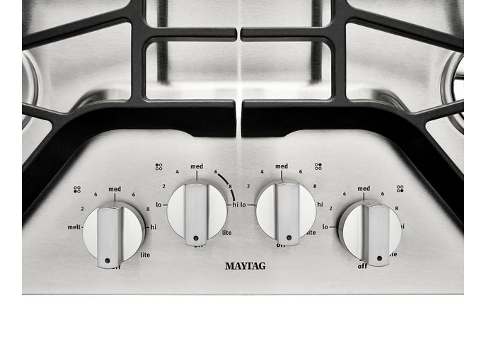 Maytag 30 in. Gas Cooktop in Stainless Steel with 4 Burners Including 15000-BTU Power Burner 1