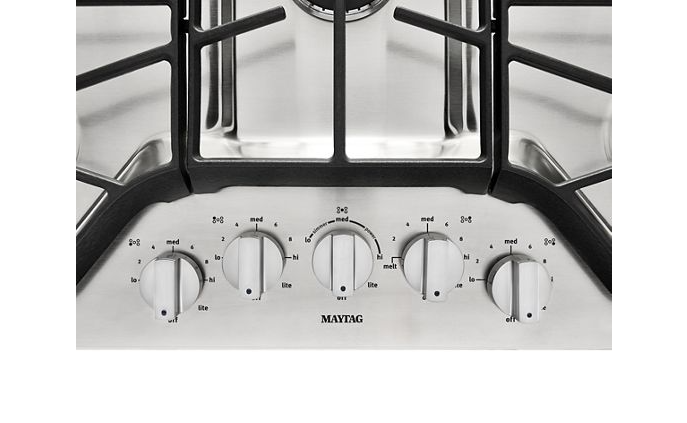 Maytag 36 in. Gas Cooktop in Stainless Steel with 5 Burners Including 18000-BTU Power Simmer Dual Stacked Burner 2