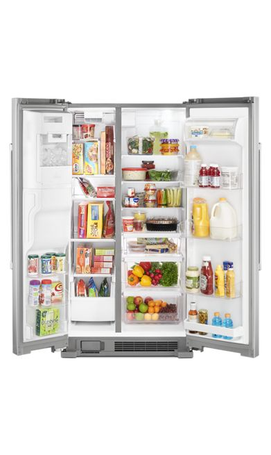 Maytag 24.5 cu. ft. Side by Side Refrigerator in Fingerprint Resistant Stainless Steel with Exterior Ice and Water Dispenser 4