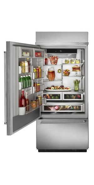 KitchenAid 20.9 cu. ft. Built-In Bottom Freezer Refrigerator in Stainless Steel with Platinum Interior 2