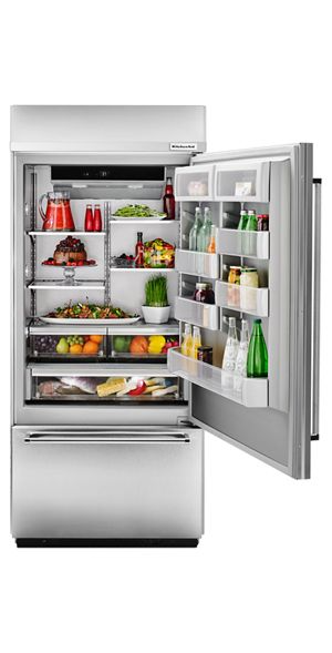 KitchenAid 20.9 cu. ft. Built-In Bottom Freezer Refrigerator in Stainless Steel, Platinum Interior 2