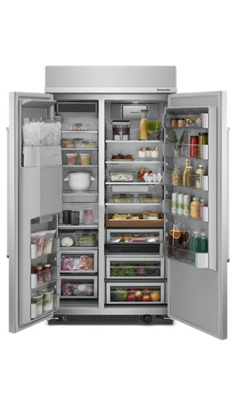 KitchenAid 41 in. W 25.1 cu. ft. Built-In Side by Side Refrigerator in Stainless Steel with PrintShield 3