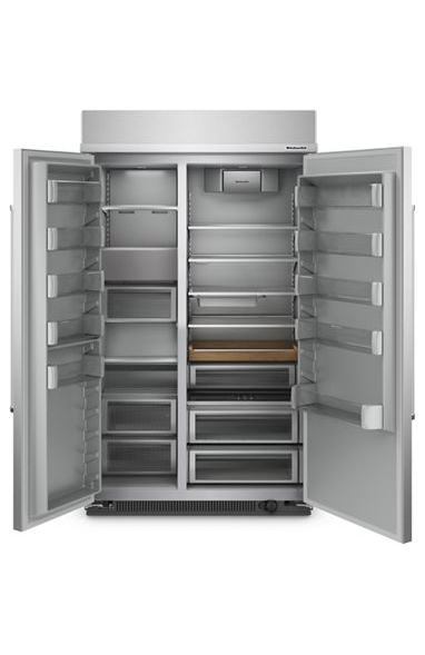 KitchenAid 48 in. W 30 cu. ft. Built-In Side by Side Refrigerator in Stainless Steel with PrintShield 4